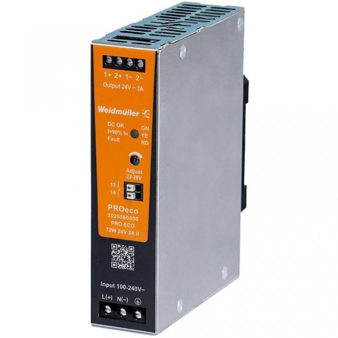 Switching Power Supply 100-240V AC/ 24V DC 72W 3A PRO ECO