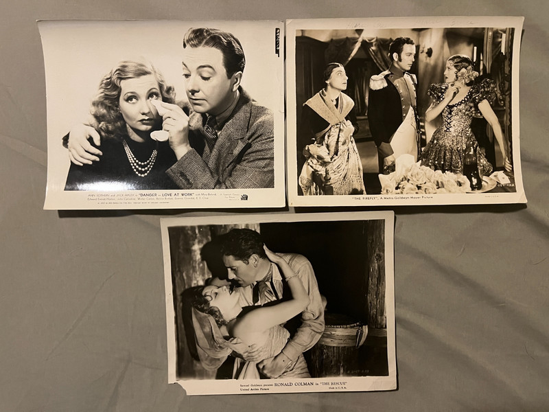 3 movie star 8X10 orig still photo. Ron Colman 1929 RESCUE; J MacDonald 1937 MGM