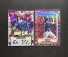 Kellon Lindsey Duo: 2025 Leaf Vivid Baseball -Auto #/7, Base #1/1 -Dodgers