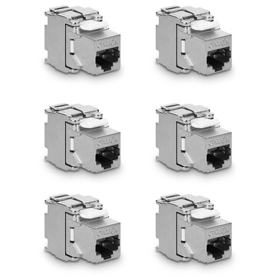 6x Keystone Modul CAT 6A Kabel 10 Gbit/s geschirmt Metall Gehäuse Snap In