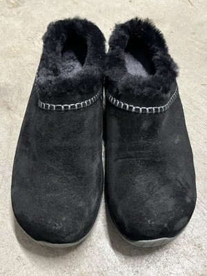 Women s Merrell Encore Ice 5 black suede & sheepskin fur clogs size 9 WIDE / 40