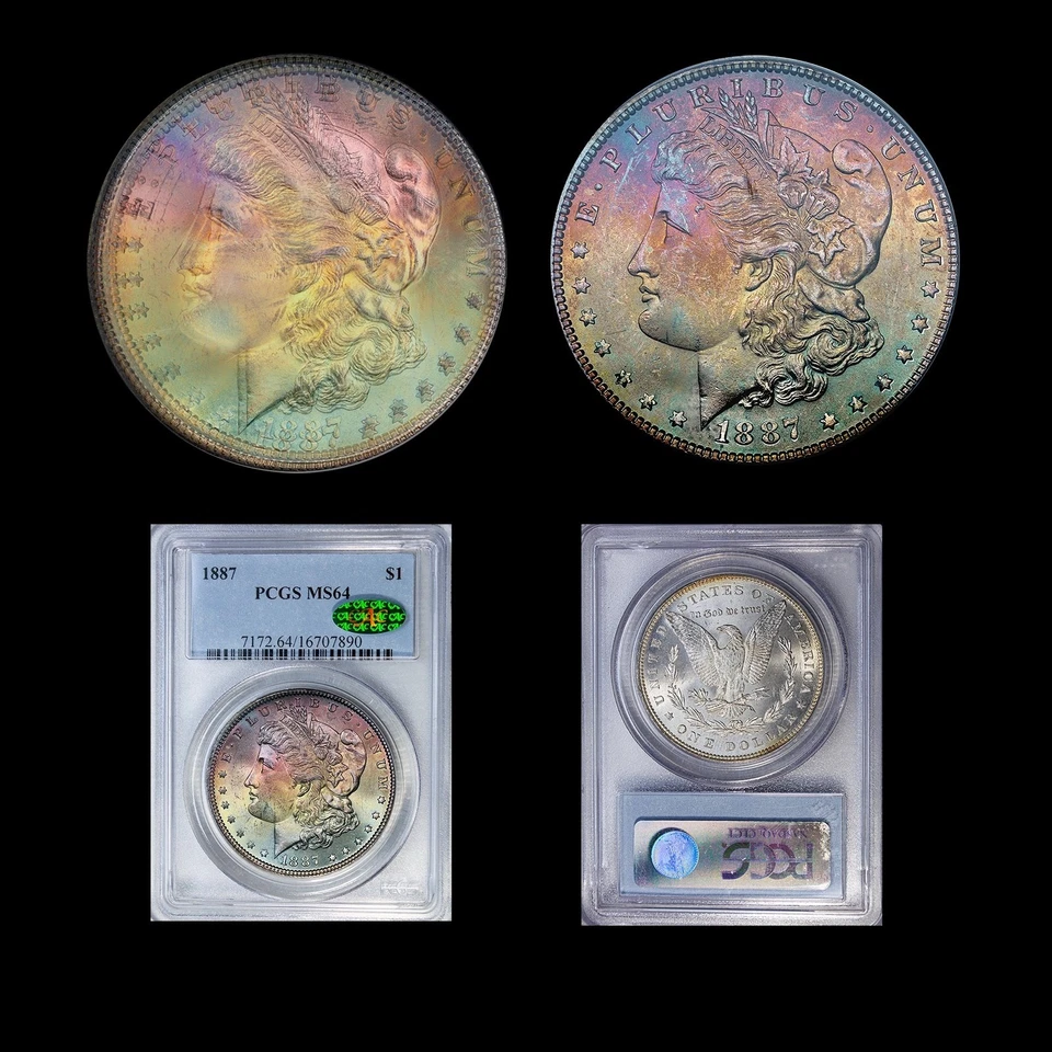 1887-P PCGS MS64 CAC MORGAN $ - STUNNING SPECTRUM - RAINBOW EXAMPLE (VIDEO) - Image 4 of 4