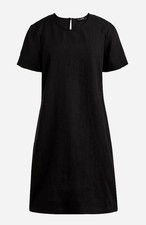NWT J Crew Linen Short Sleeve T-Shirt Dress Women XS Black New Lined