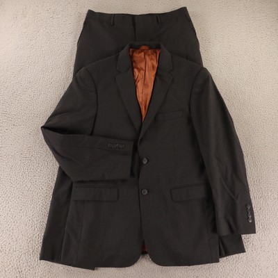 Jos A Bank Suit Mens 40R Gray Narrow Pinstripe 100% Wool Hospack Slim Fit 32x29