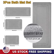 3Pcs Ultra-Soft Bath Mat Set Non-Slip Bath Rugs Bath Floor Mats for Shower Bath