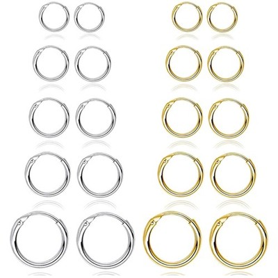 Hypoallergenic Small Hoops Set 5-10 Pairs