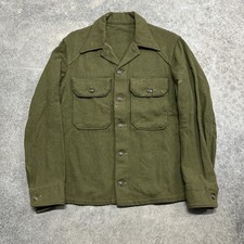 US Army Green Wool Military Utility Field Shirt Vintage 1950s Korean War Small