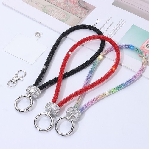 Bright Rhinestone Phone Lanyard Keychain Hanging Cord Phone Accessories - Photo 8 sur 22