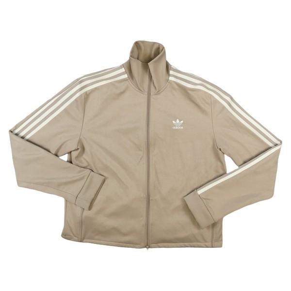 Adidas Track Jacket Womens MEDIUM Beige Originals Cropped Firebird Size M