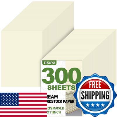 Tuxiya 300 Blatt Creme Kartonpapier 8,5 x 11 Zoll Kartonpapier 180 g/65