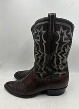 VTG Tony Lama Men’s US 11 Brown Lizard Skin Black Leather Western Cowboy Boots 