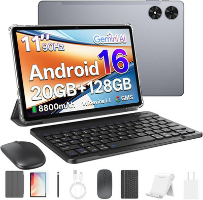 Android 16 Tablet with Keyboard, 11 Inch Tablet with Octa-Core & Gemini AI, 20GB