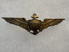 WWII / Prewar USN USMC 10k Solid Gold Aviator Pilot Wing ~ Sweetheart / Cap Size