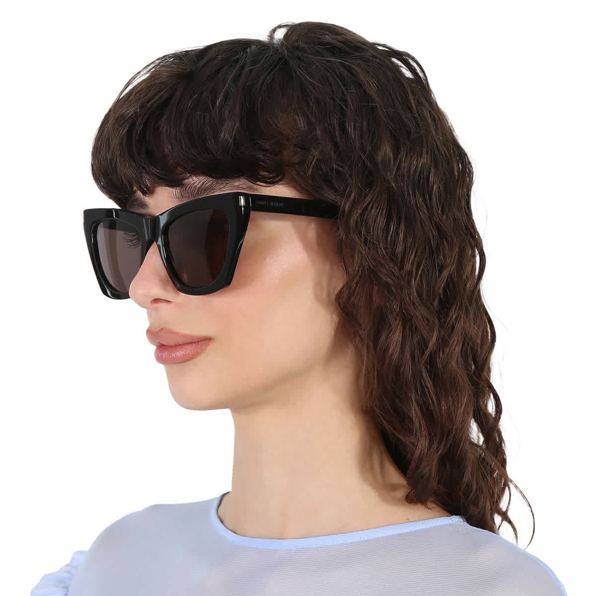 Женские солнцезащитные очки Saint Laurent серый кошачий глаз SL 214 KATE 001 55 SL 214 KATE 001 35090₽