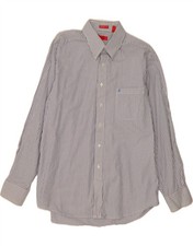 IZOD Mens Easy Care Shirt Size 16 1/2 Large Blue Striped Cotton CS12