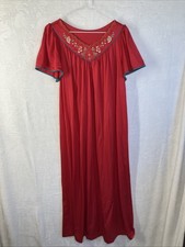 Shadow Line Nightgown Small Red Nylon Long