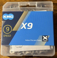 Genuine OEM KMC X9 9-Speed Bicycle Chain 116 Links Silver/Black NEW