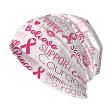 Breast Cancer Awareness Beanie Hat for Chemo  Slouchy Knit Cap for Adults