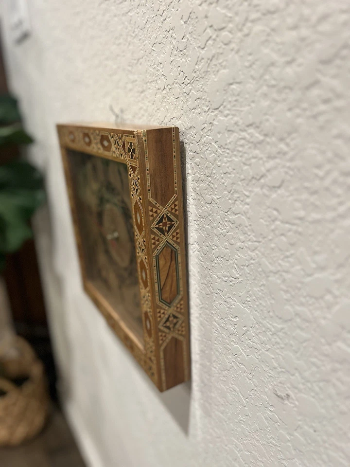Wooden Wall Clock Persian Hand Made Inlaid Khatam Marquetry-Mi na Kari - Image 3 of 4