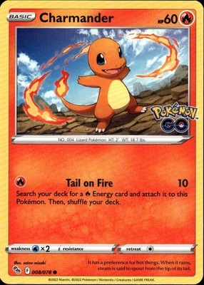 Charmander Common Pokemon GO 008/078 Fire Pokemon Card