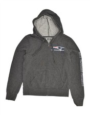 NFL Womens Zip Hoodie Sweater UK 12 Medium Grey Cotton AD04