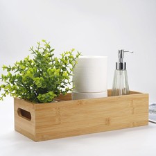 Toilet Tank Paper Basket for Back of Tank Top Bamboo Bathroom Storage