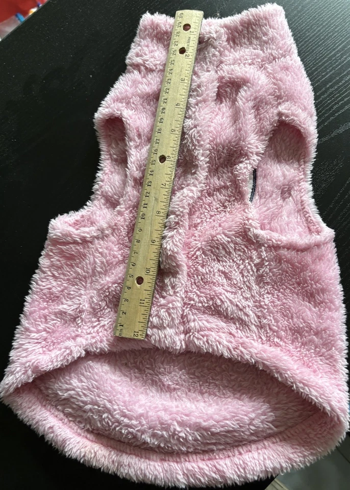 Щенок собаки одежда одежды розовый пушистый жилет свитер куртка пальто размер L розовый бант - Изображение 2 из 3