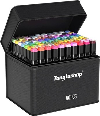 80 Farbmarker Set Farbstifte für Erwachsene Dual Tip Art Marker Permanent