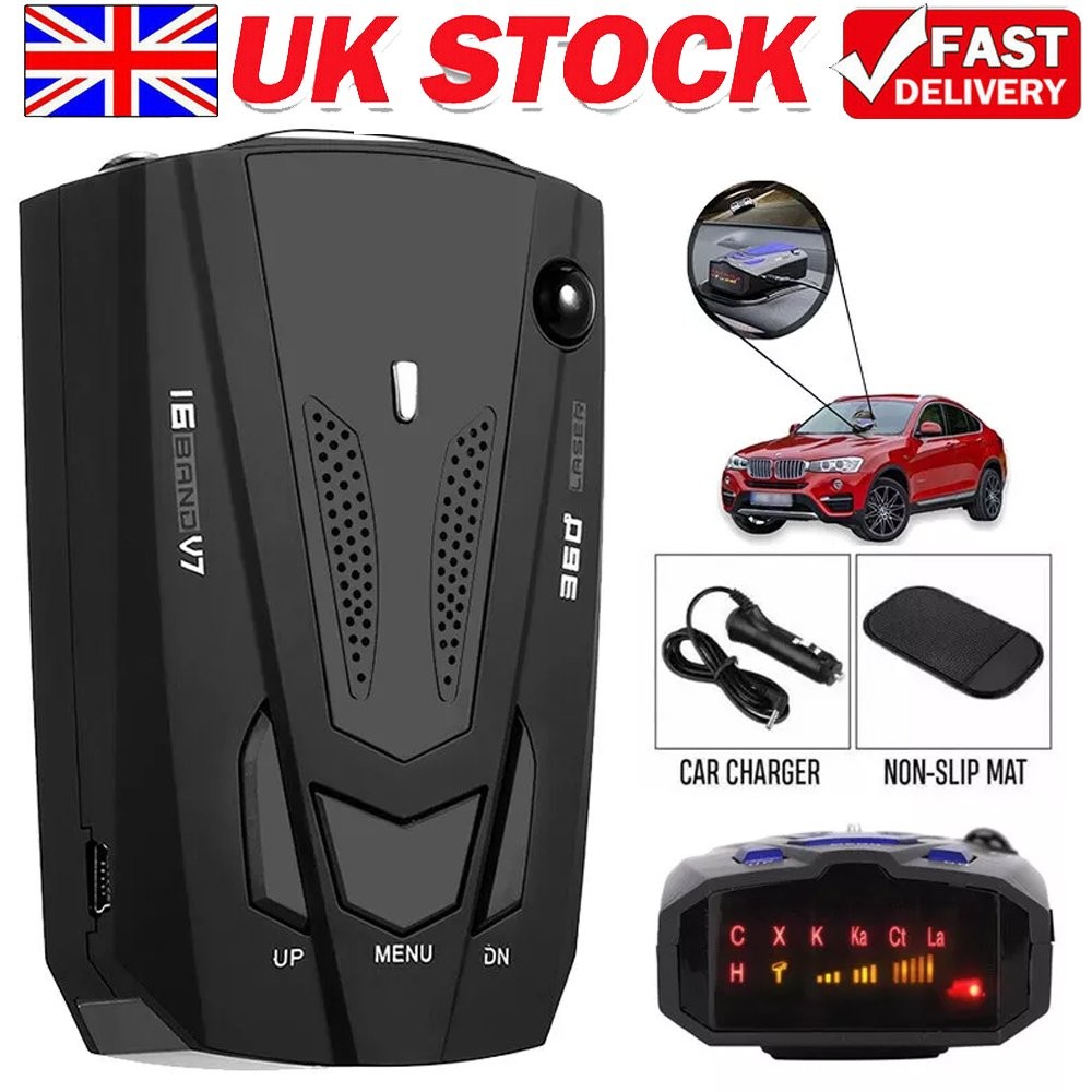 CarRadar16BandV7GPSSpeedPoliceSafeDetectorVoiceAlertLaser360°New