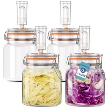 HEFTMAN Fermenting Jar Safe Airlock Kefir Kimchi Silicone Lids 1 Litre 4 Pack