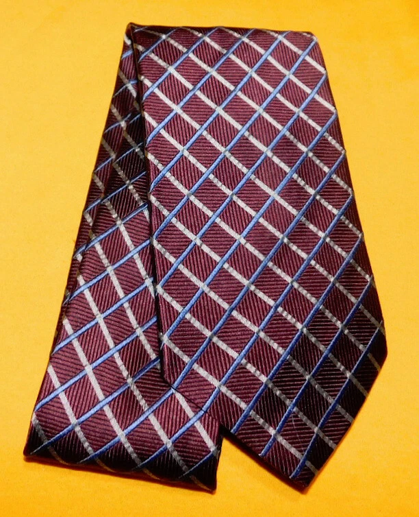CORBATA A RAYAS CRUZADAS IKE BEHAR HECHA EN EE. UU. ROJA/PLATEADA/AZUL - CORBATA - CORBATA DE DISEÑADOR Foto 2 de 3