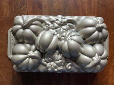 NORDIC WARE Pumpkin Patch Loaf Pan, 6 Cups, Nonstick Cast Aluminum, Gold
