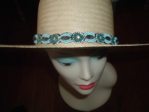 Türkis Glas und weiß Strass Damen Stretch Hut Band Stirnband