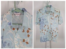 Vintage 70s Disco Sheer Stretch Floral Mod Pop Art SS Sheer Shirt