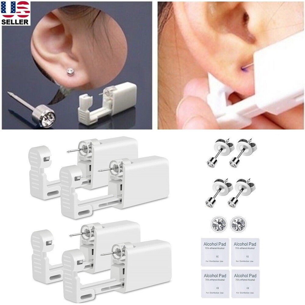 4pcs Safety Ear Piercing Kit Disposable Self Nose Piercing Gun