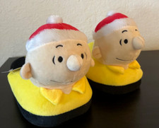 Peanuts CHARLIE BROWN w/Santa Hat Christmas 3D Scuff Slippers MENS Sz. 11-12 NEW