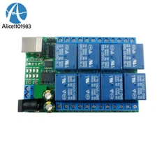 DC 5V/12V/24V 8CH USB Serial Port Relay Module UART RS232 TTL Switch Board CH340