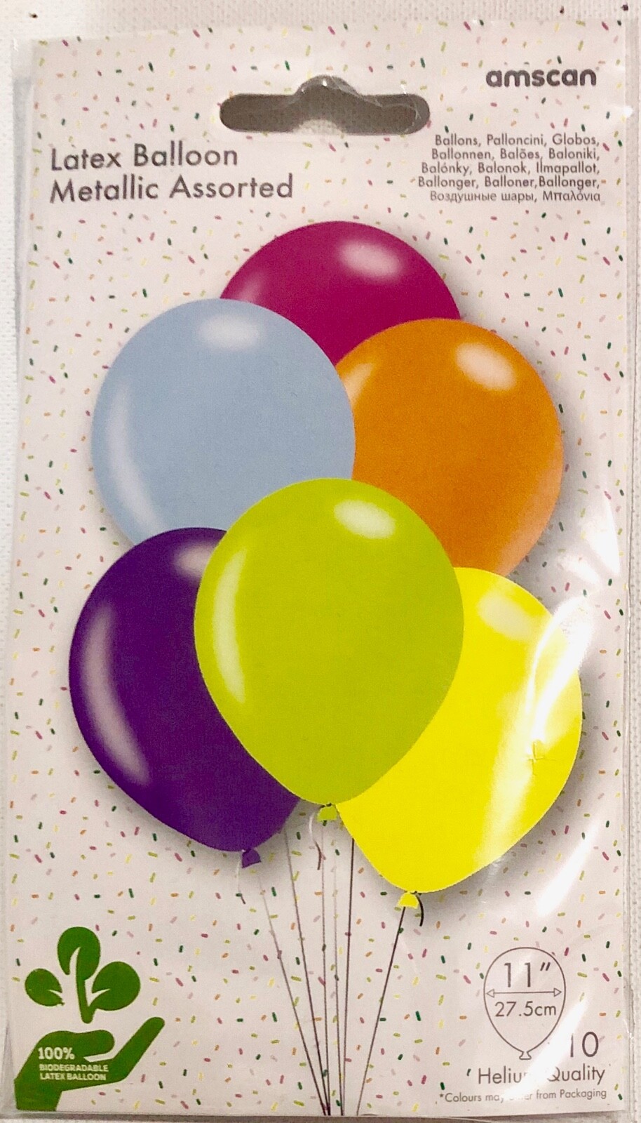 Assorted latex metallic balloons, 11"" x 10 pack, assorted colours, brand new