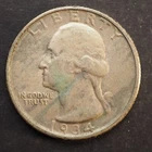1934  **P**   WASHINGTON SILVER QUARTER  **NICE!** FREE SHIPPING! M5734