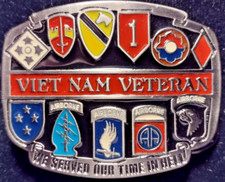 Vietnam Veteran Enamel "We Served Our Time in Hell" Made in USA Belt Buckle NEW