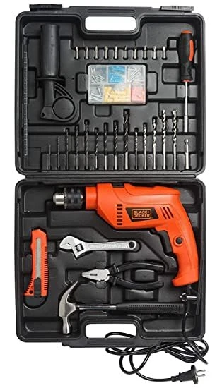 Black+Decker HD555KMPR Hammer Drill Kit, 550 Watt, 3.8 kg