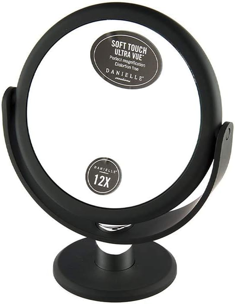 Portable TwoSided Vanity Makeup Mirror 12X Magnification Midnight