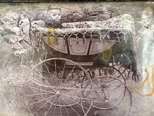 Vintage Indiano Bambino Seduto IN Cart Litografia Stampa Rara Cornice Legno