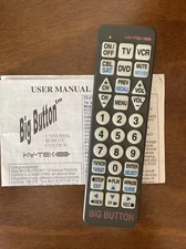 Hy-Tek Big Button Universal Remote Control BW-1220. With user manual.