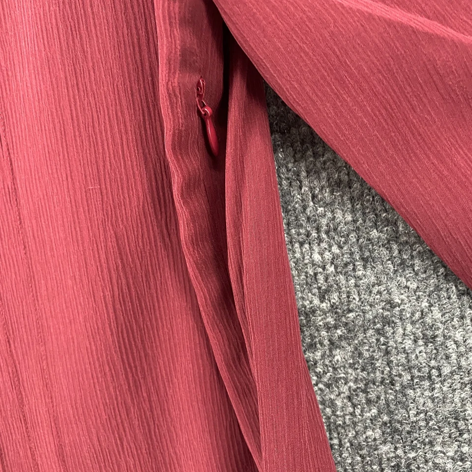 Vestido Isabella Bird Seda 4 Rojo Cambio Midi Modesto Clásico Femenino Minimalista Foto 4 de 4