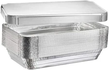 Full Size Medium Aluminum Pan with Aluminum Lid Disposable Trays Steam Buffet