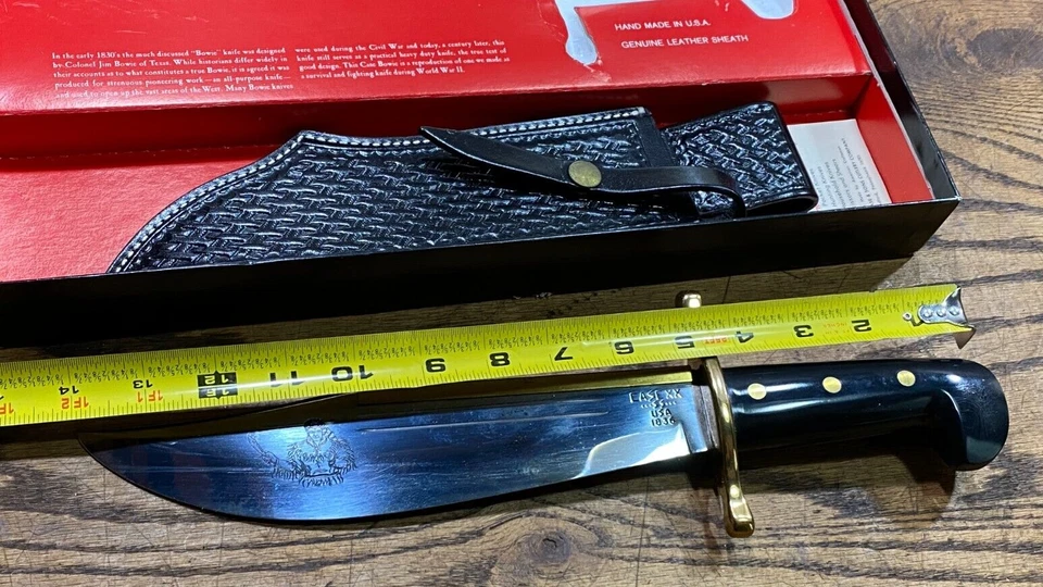 Cuchillo Jim Bowie vintage NOS CASE XX con funda de cuero ~ nuevo en caja SS EE. UU. 6 puntos Foto 4 de 4
