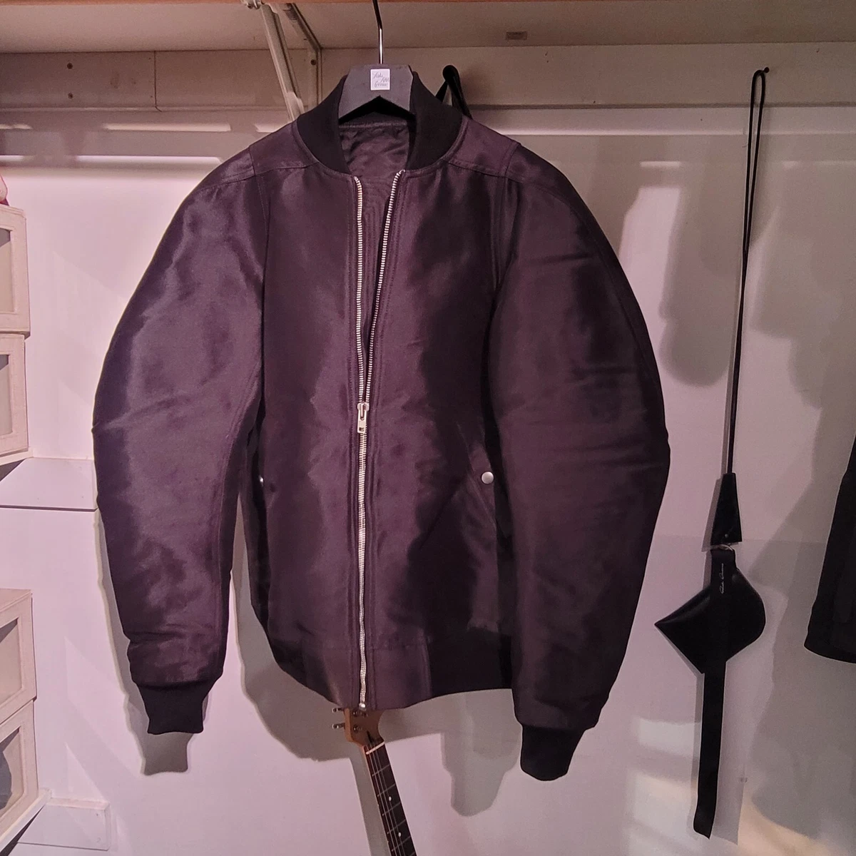 Rare Rick Owens SS14 FW Moody Silk Bomber Iconic Flight Jacket 50 Italy Black