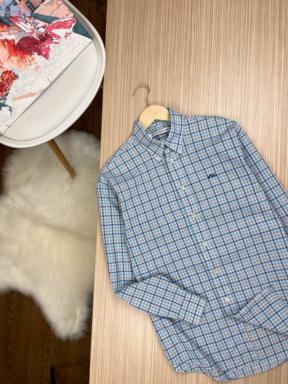 Camicia Yves saint laurent in cotone a quadri taglia M manica lunga collo largo