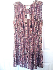 Ladies Plus Casual Dress Russet Print Size 1X NEW